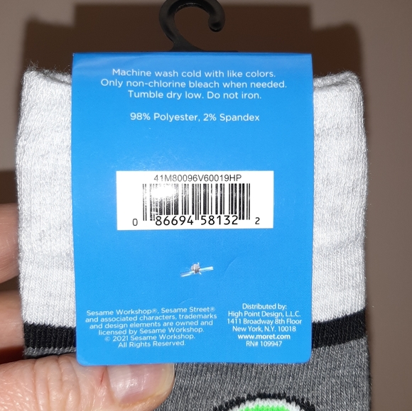 Pack of 2 Sesame Street Cookie Monster Crew Socks - Picture 9 of 9